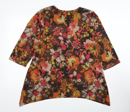 D&Co. Womens Multicoloured Boat Neck Floral Polyester Pullover Jumper Size XL