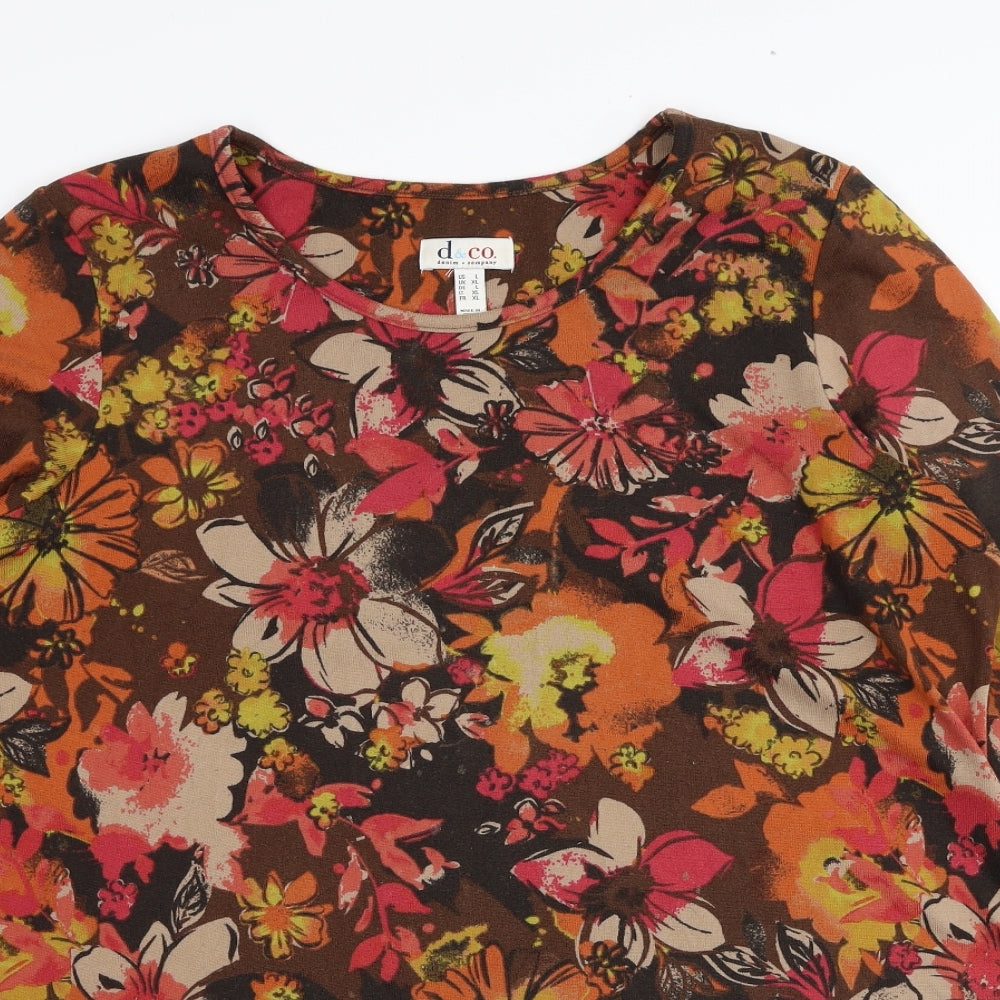 D&Co. Womens Multicoloured Boat Neck Floral Polyester Pullover Jumper Size XL