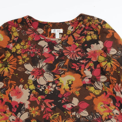 D&Co. Womens Multicoloured Boat Neck Floral Polyester Pullover Jumper Size XL