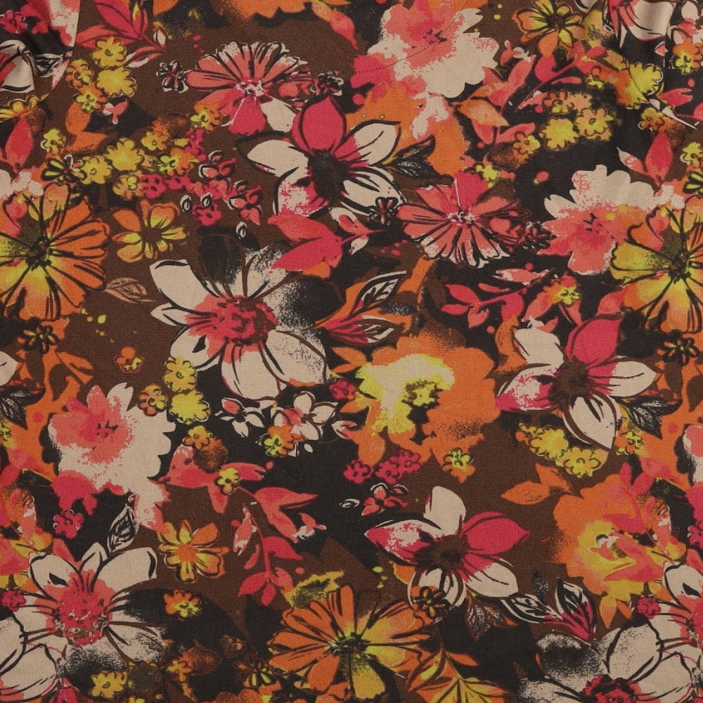 D&Co. Womens Multicoloured Boat Neck Floral Polyester Pullover Jumper Size XL