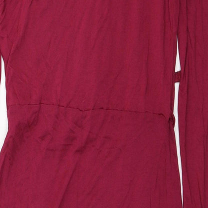 F&F Womens Red Viscose A-Line Size 8 V-Neck Pullover