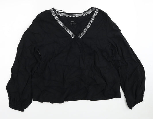 Womens UK Size 8 Marks and Spencer Black Basic Blouse