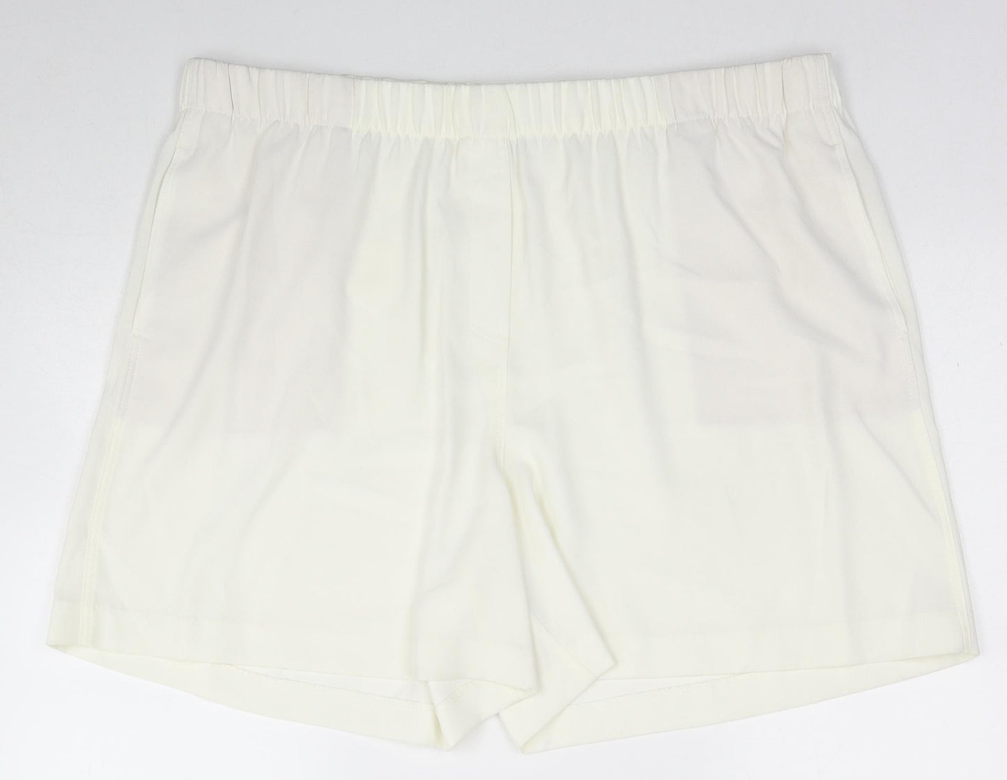 Marks and Spencer Womens White Polyester Basic Shorts Size 22 Regular Zip