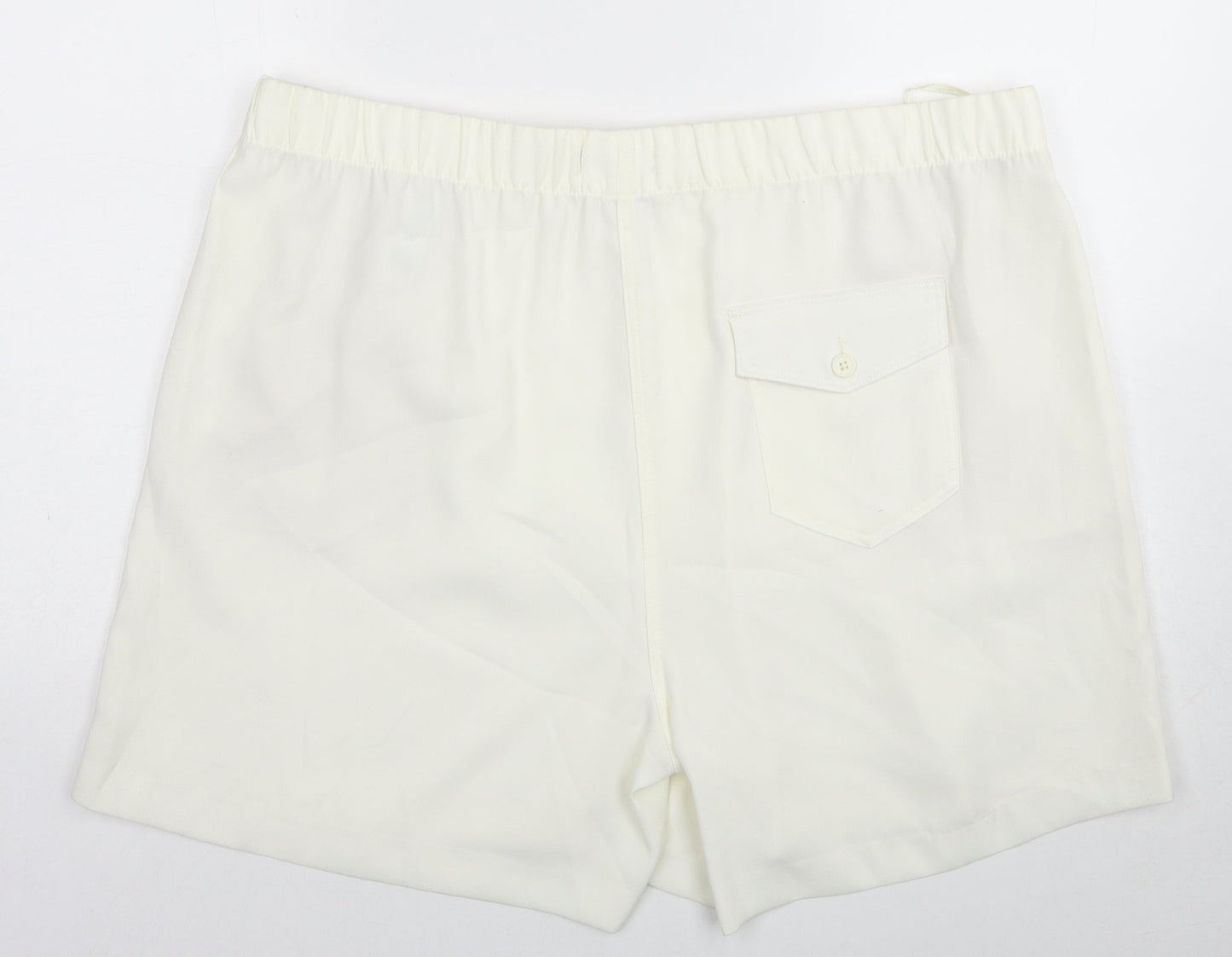 Marks and Spencer Womens White Polyester Basic Shorts Size 22 Regular Zip