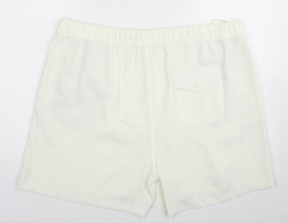 Marks and Spencer Womens White Polyester Basic Shorts Size 22 Regular Zip