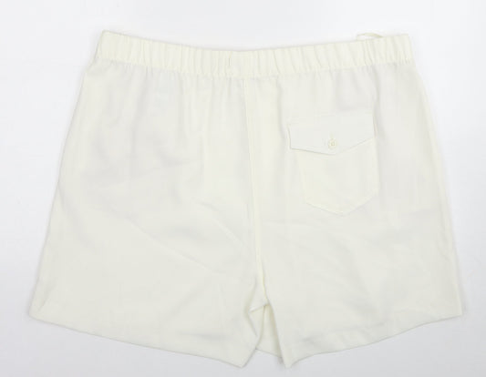 Marks and Spencer Womens White Polyester Basic Shorts Size 22 Regular Zip