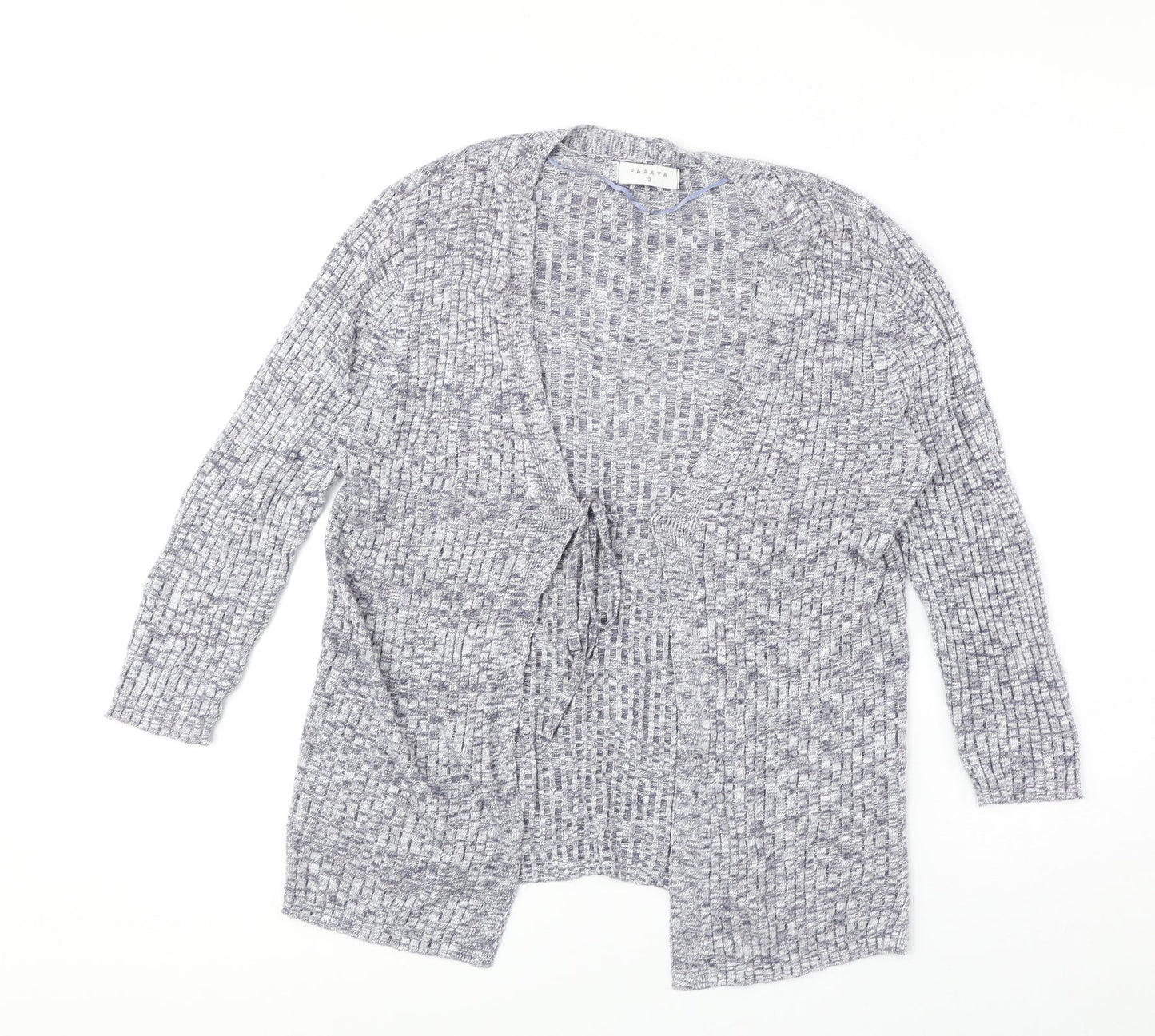 Papaya Womens Grey V-Neck Viscose Cardigan Jumper Size 12 - Tie Front
