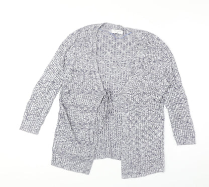Papaya Womens Grey V-Neck Viscose Cardigan Jumper Size 12 - Tie Front