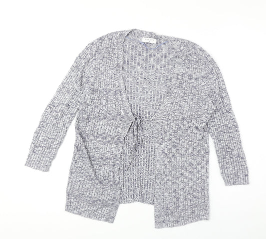 Papaya Womens Grey V-Neck Viscose Cardigan Jumper Size 12 - Tie Front