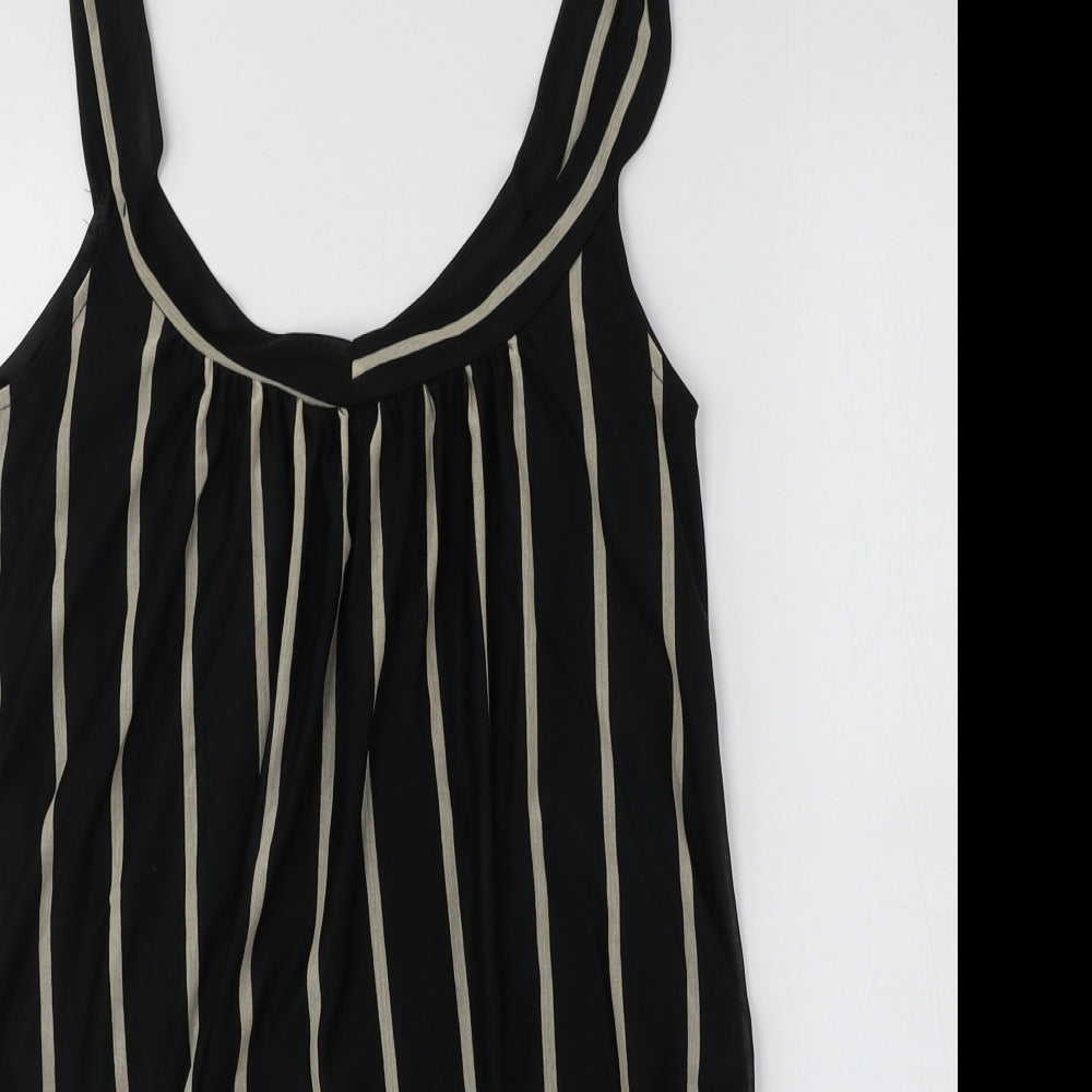 Mina UK Womens Black Geometric Polyester Basic Tank One Size Round Neck
