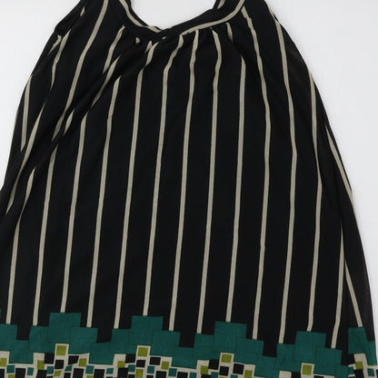 Mina UK Womens Black Geometric Polyester Basic Tank One Size Round Neck