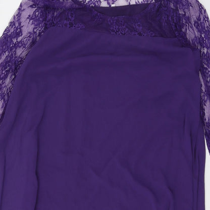 Preworn Womens Purple Fair Isle Polyester A-Line Size XL Round Neck Pullover