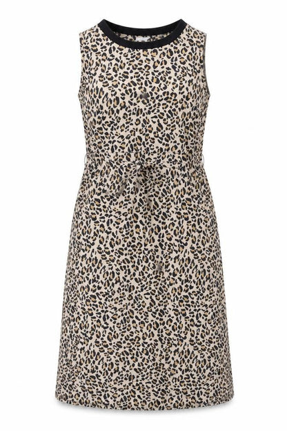 Warehouse Womens Brown Animal Print Polyester A-Line Size 10 Round Neck Drawstring - Leopard Pattern