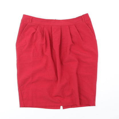Papaya Womens Red Polyester A-Line Skirt Size 8 Zip