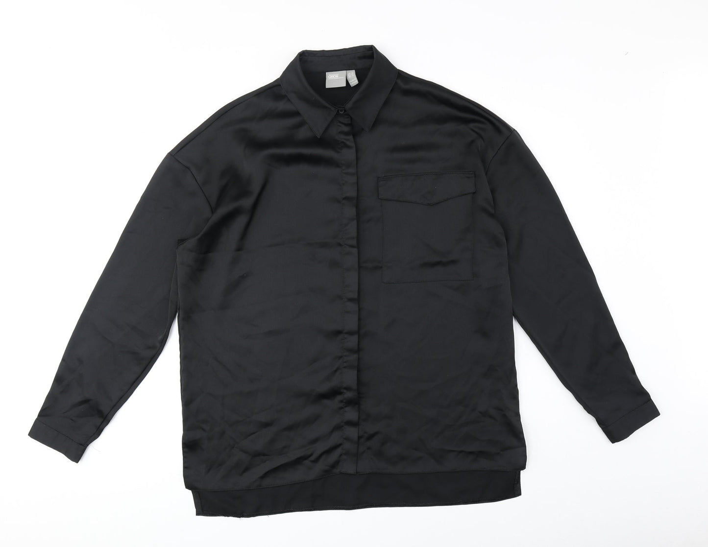 Womens UK Size 10 ASOS Black Basic Button-Up