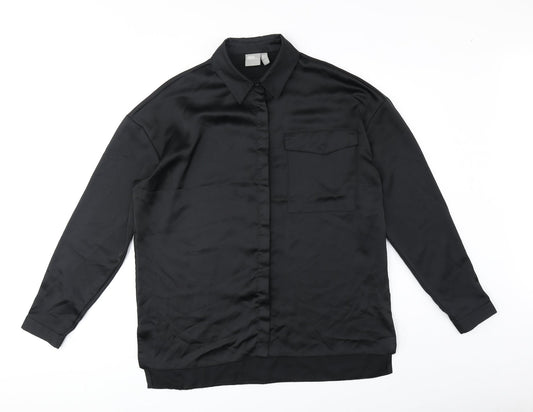 Womens UK Size 10 ASOS Black Basic Button-Up