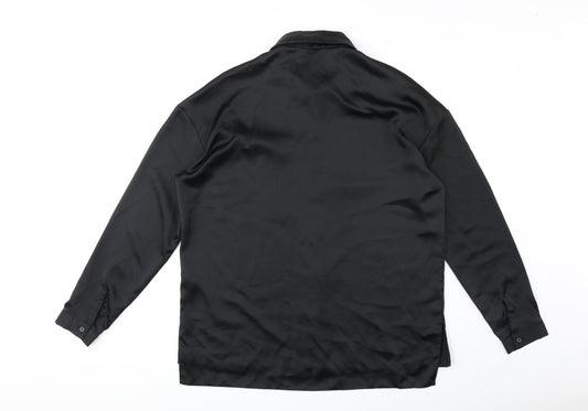 Womens UK Size 10 ASOS Black Basic Button-Up