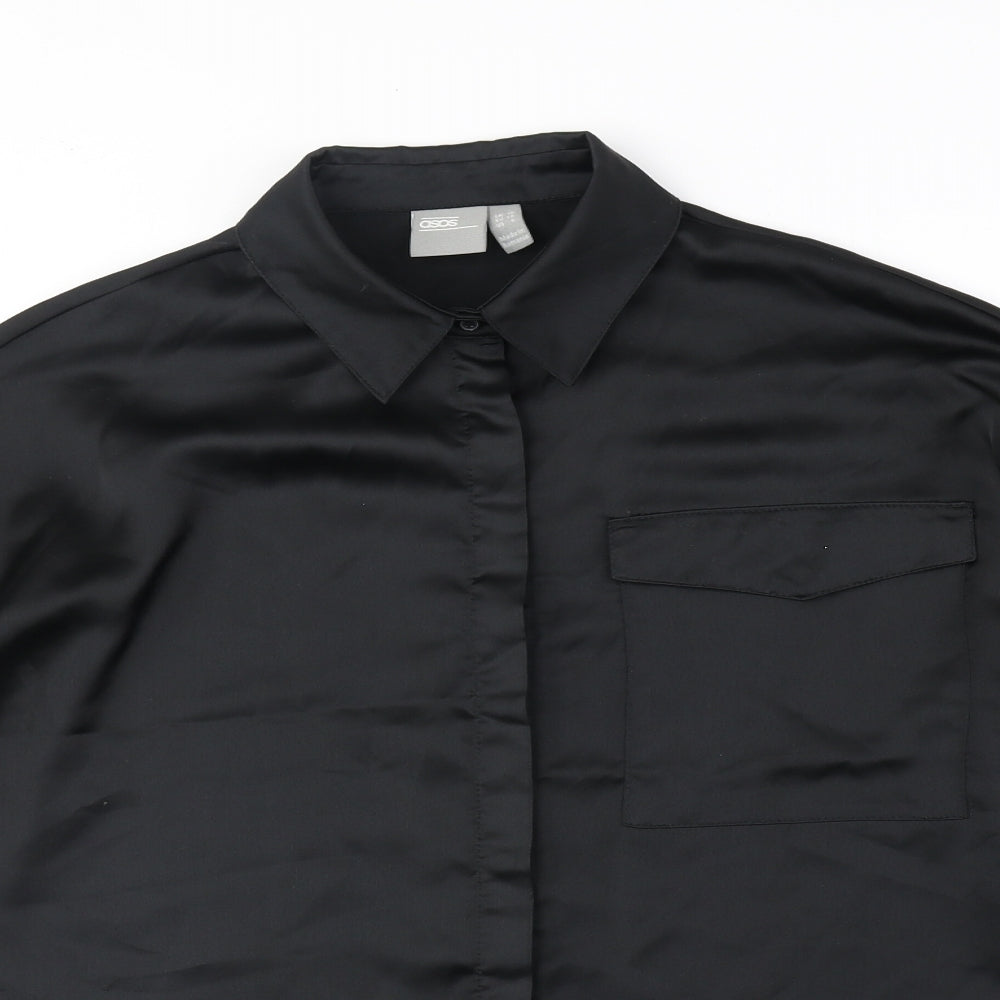 Womens UK Size 10 ASOS Black Basic Button-Up