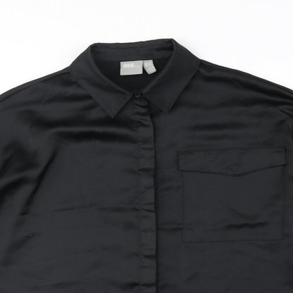 Womens UK Size 10 ASOS Black Basic Button-Up