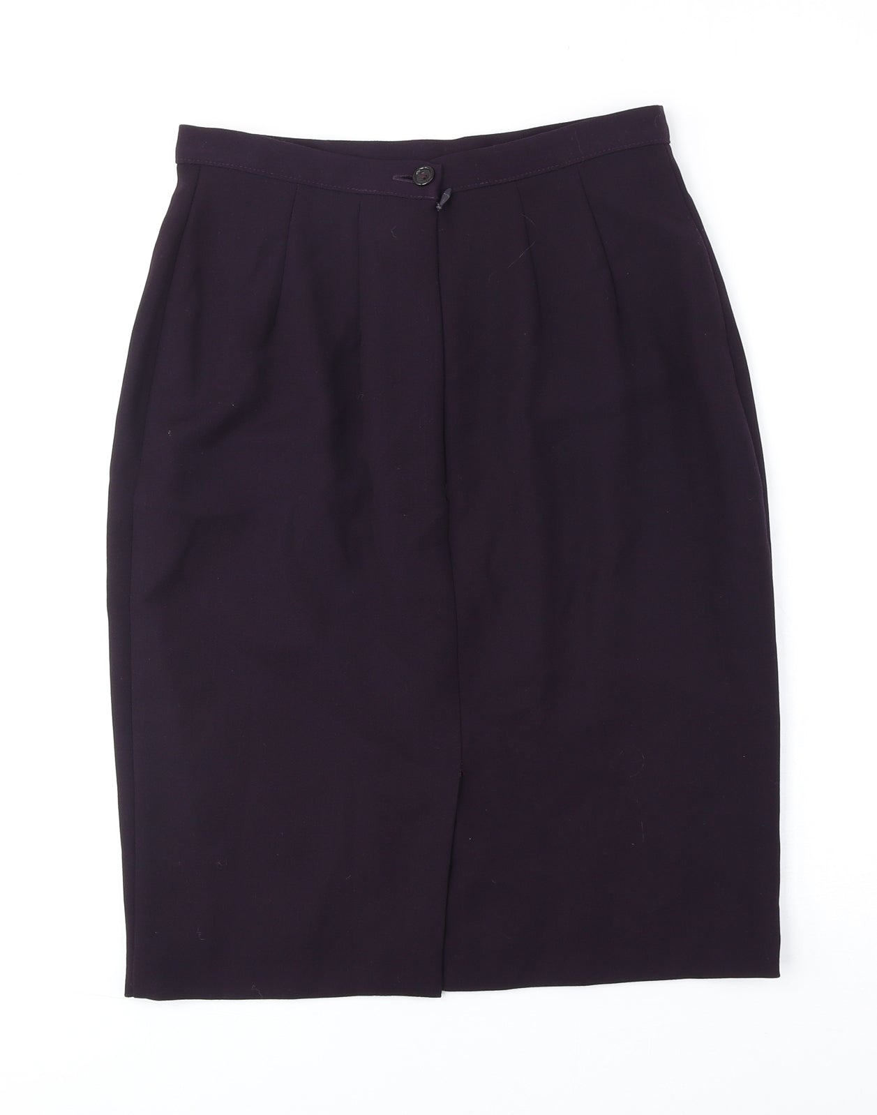 Marks and Spencer Womens Purple Wool Straight & Pencil Skirt Size 10 Zip
