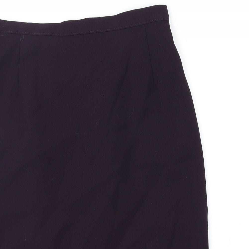 Marks and Spencer Womens Purple Wool Straight & Pencil Skirt Size 10 Zip