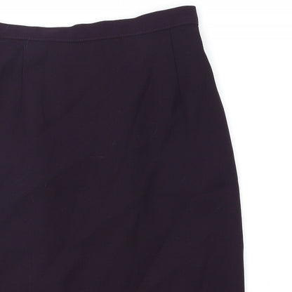 Marks and Spencer Womens Purple Wool Straight & Pencil Skirt Size 10 Zip