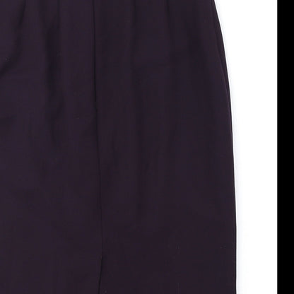 Marks and Spencer Womens Purple Wool Straight & Pencil Skirt Size 10 Zip