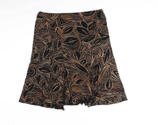 CC Womens Brown Geometric Polyester Swing Skirt Size XL