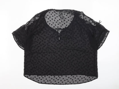 Womens UK Size L Zara Black Basic Blouse