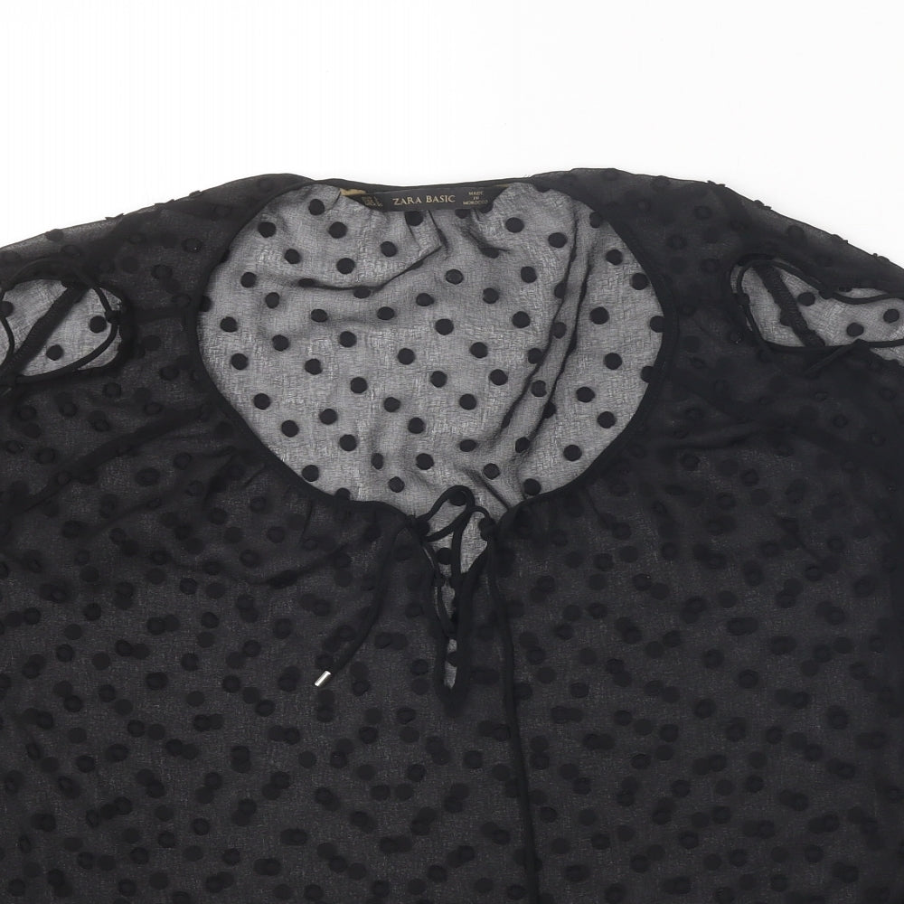 Womens UK Size L Zara Black Basic Blouse