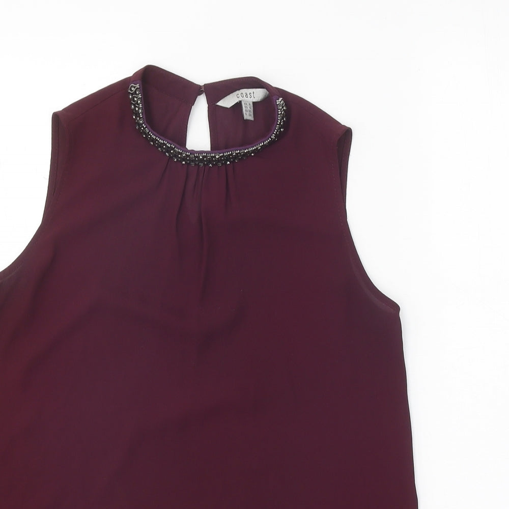 Coast Womens Red Polyester Basic Tank Size 8 Round Neck