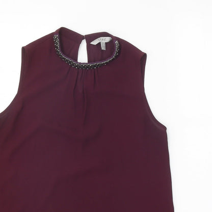 Coast Womens Red Polyester Basic Tank Size 8 Round Neck