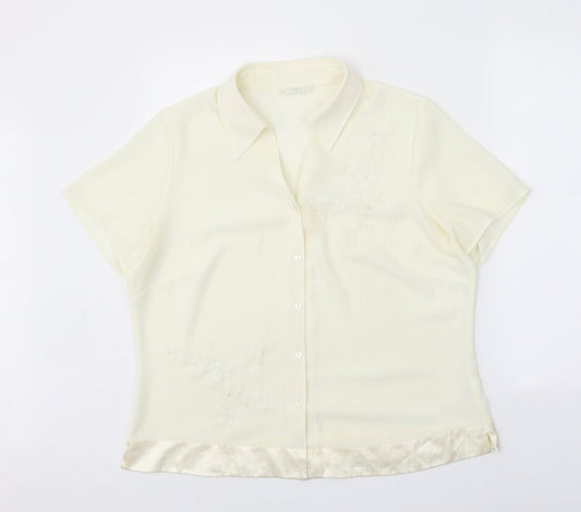 Womens UK Size 16 Marks and Spencer Ivory Basic Button-Up