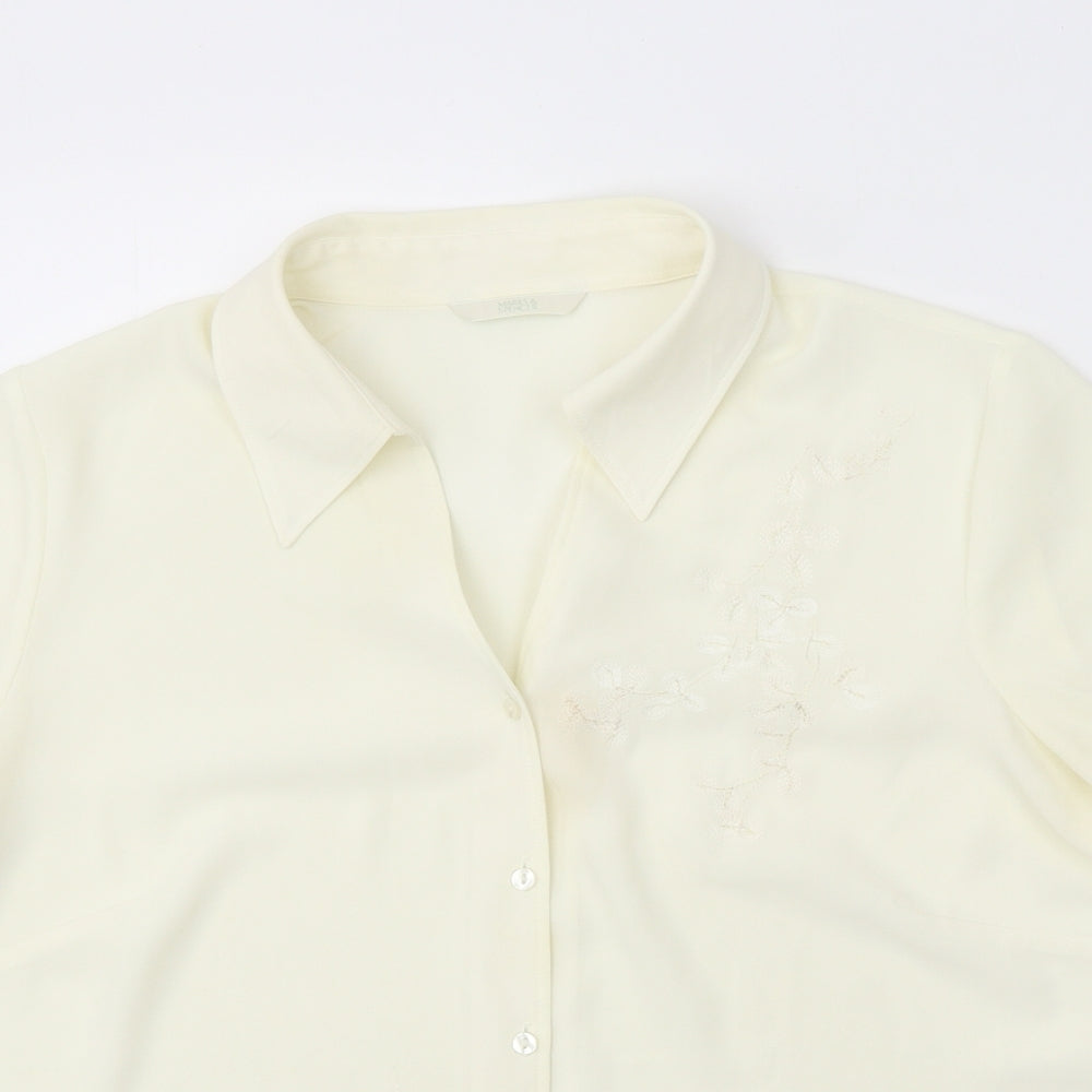 Womens UK Size 16 Marks and Spencer Ivory Basic Button-Up