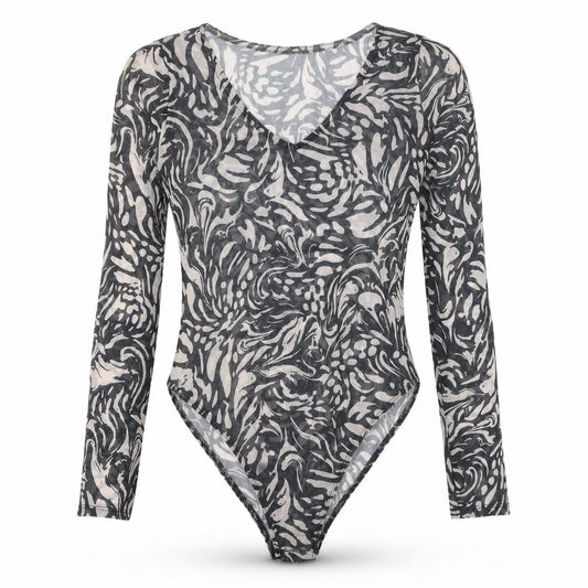 Primark Womens Black Geometric Polyester Bodysuit One-Piece Size 6 Snap