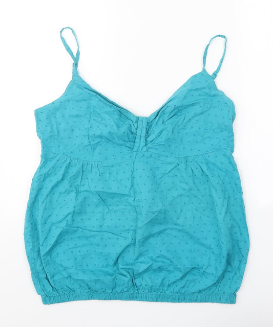 George Womens Blue Geometric 100% Cotton Camisole Tank Size 16 V-Neck