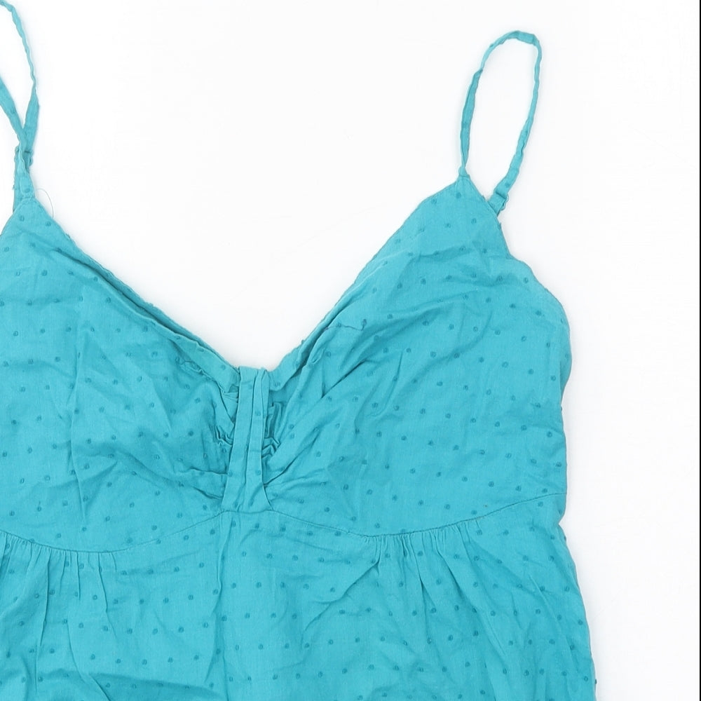 George Womens Blue Geometric 100% Cotton Camisole Tank Size 16 V-Neck