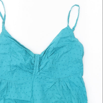 George Womens Blue Geometric 100% Cotton Camisole Tank Size 16 V-Neck