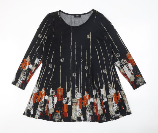 Klass Womens Black Geometric Polyester Shift Size M Scoop Neck Pullover