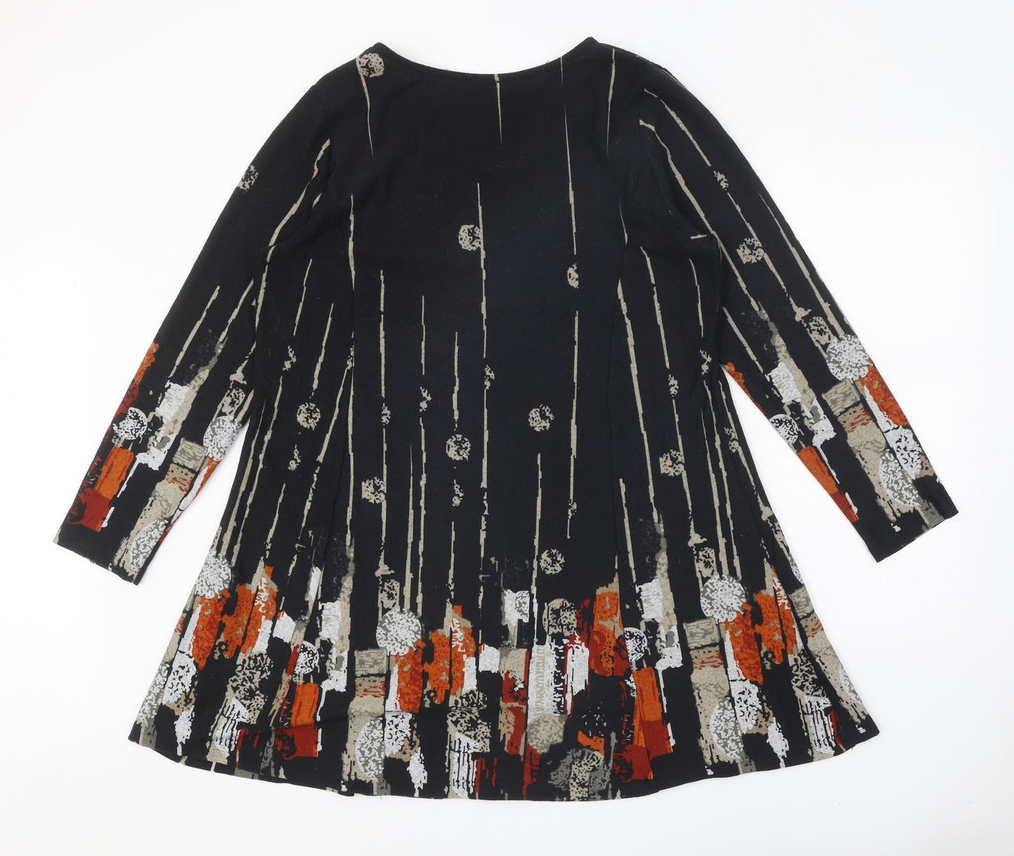 Klass Womens Black Geometric Polyester Shift Size M Scoop Neck Pullover