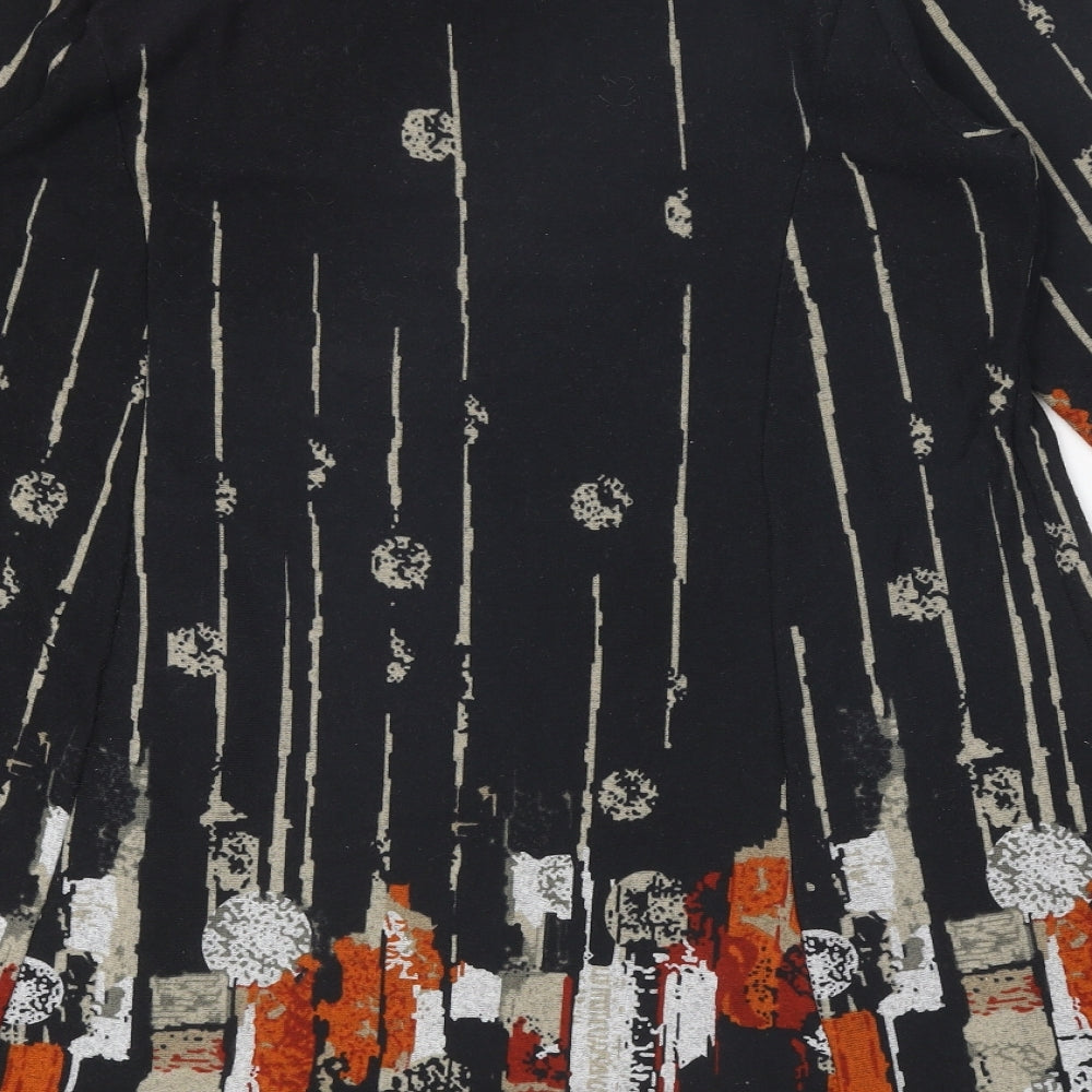 Klass Womens Black Geometric Polyester Shift Size M Scoop Neck Pullover