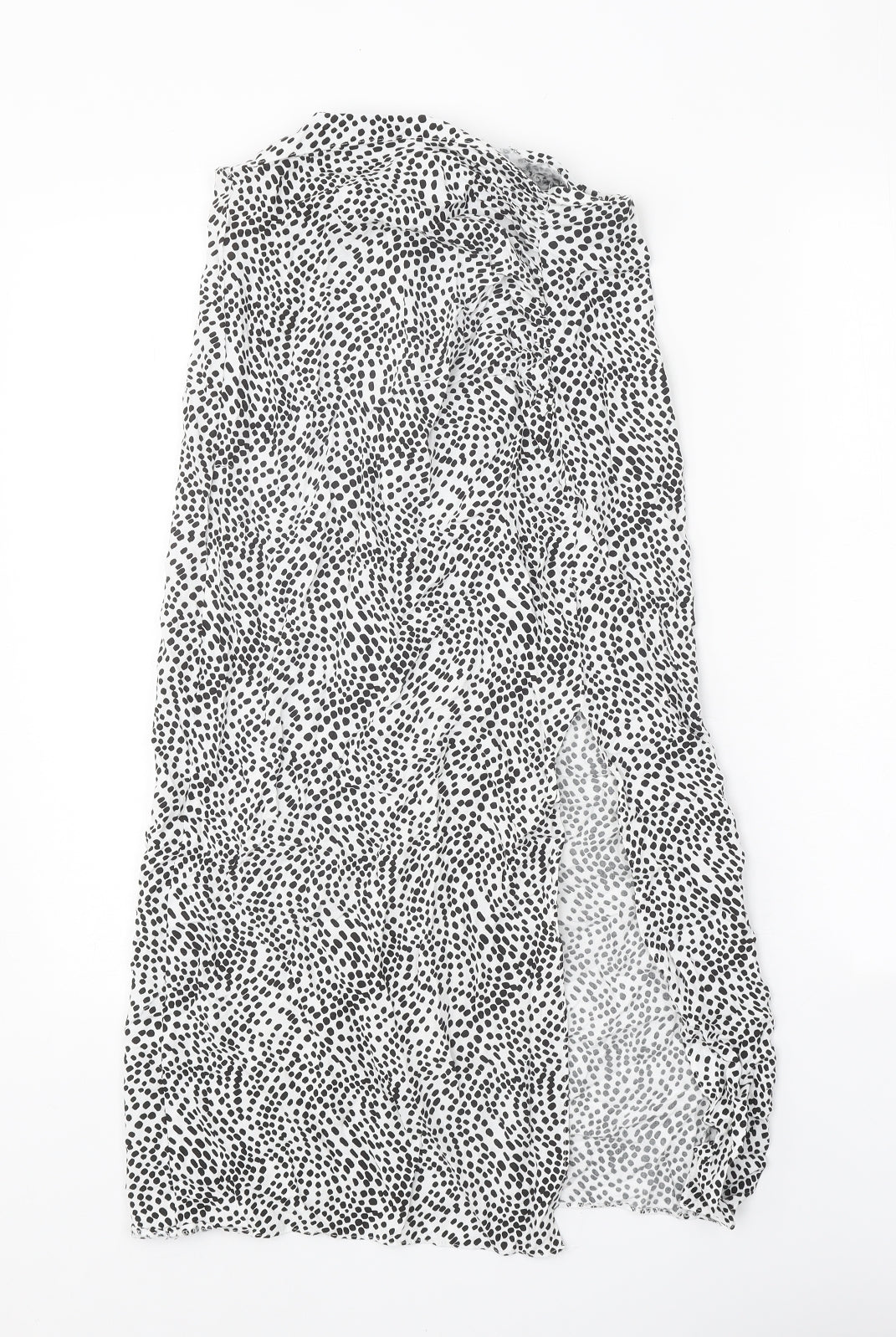 Primark Womens White Animal Print Polyester Peasant Skirt Size 8 Zip - Leopard Pattern