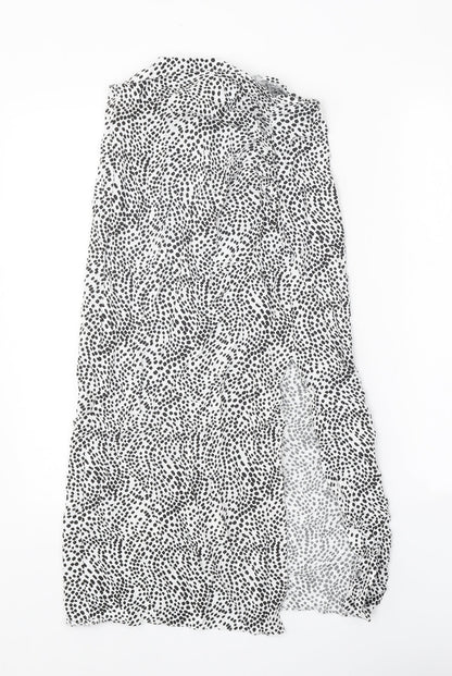 Primark Womens White Animal Print Polyester Peasant Skirt Size 8 Zip - Leopard Pattern