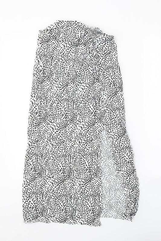 Primark Womens White Animal Print Polyester Peasant Skirt Size 8 Zip - Leopard Pattern
