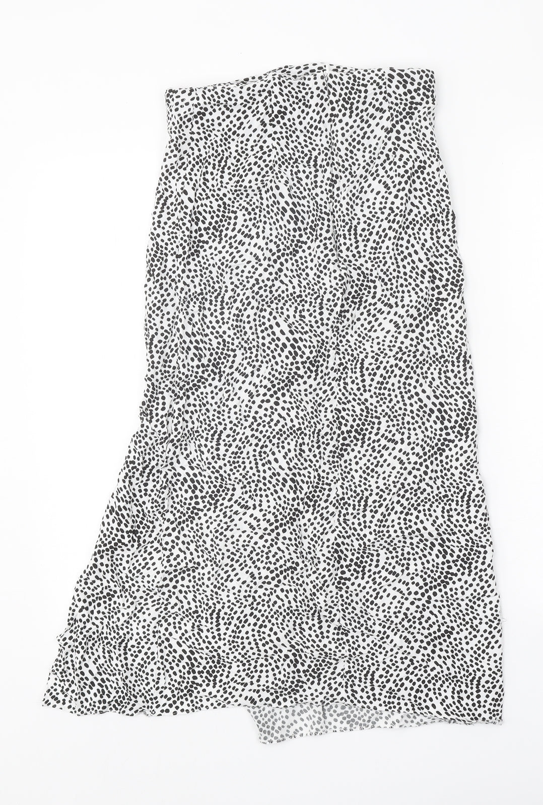 Primark Womens White Animal Print Polyester Peasant Skirt Size 8 Zip - Leopard Pattern