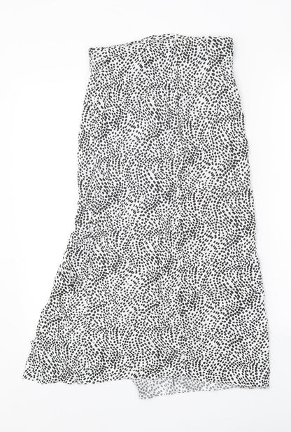 Primark Womens White Animal Print Polyester Peasant Skirt Size 8 Zip - Leopard Pattern