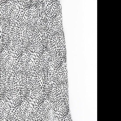 Primark Womens White Animal Print Polyester Peasant Skirt Size 8 Zip - Leopard Pattern