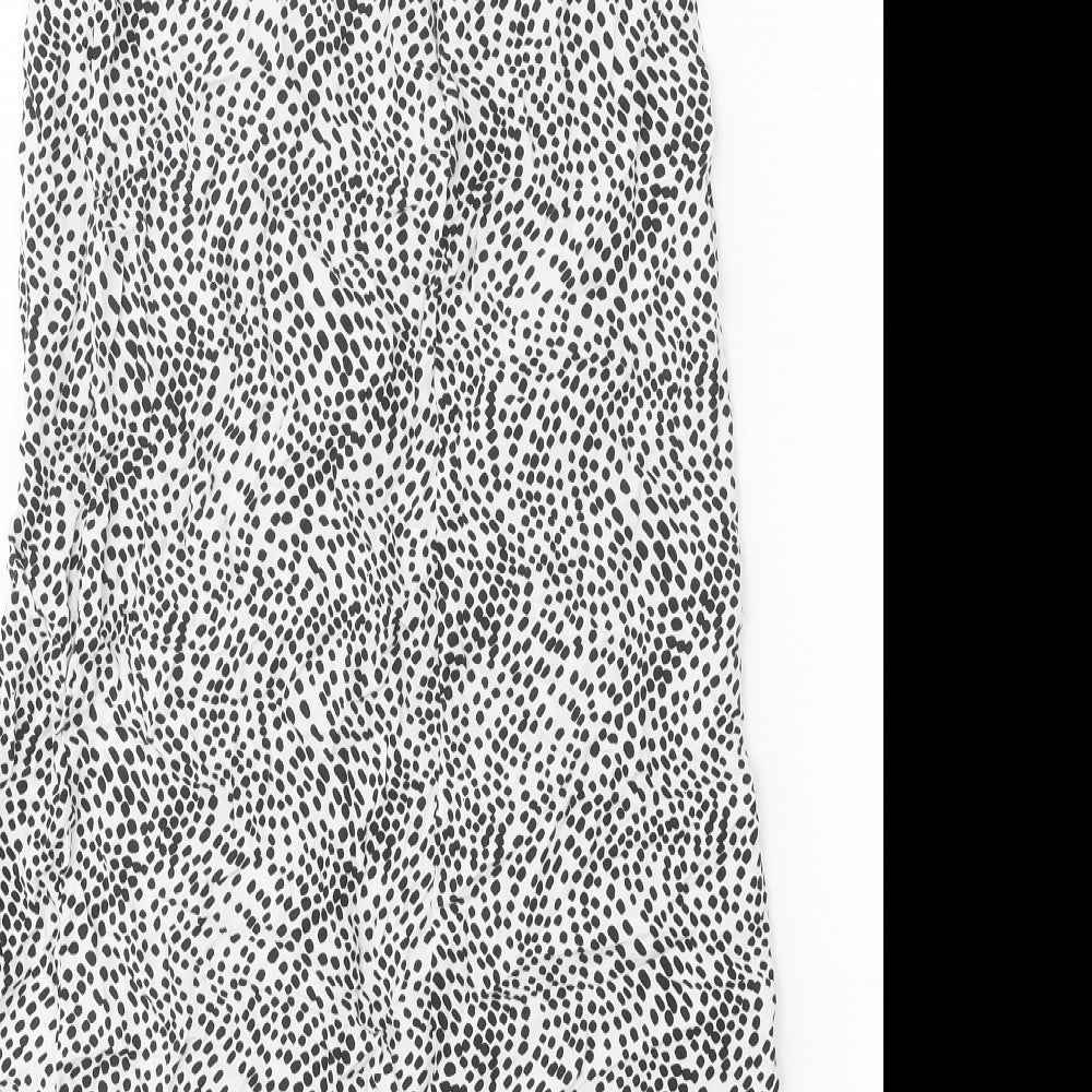 Primark Womens White Animal Print Polyester Peasant Skirt Size 8 Zip - Leopard Pattern