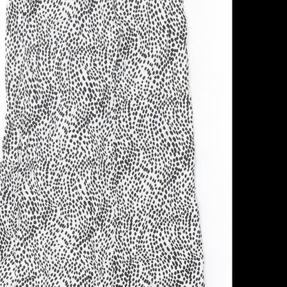 Primark Womens White Animal Print Polyester Peasant Skirt Size 8 Zip - Leopard Pattern