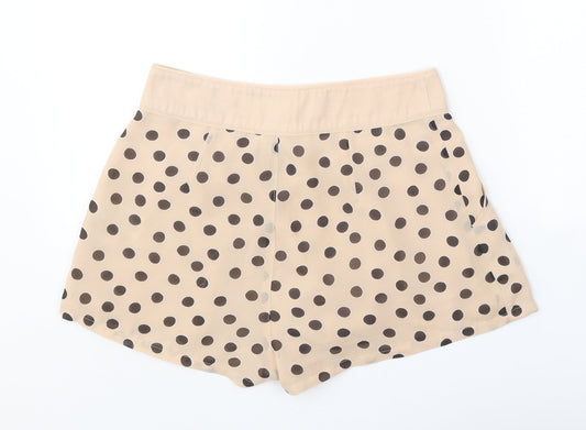 Divided Womens Beige Polka Dot Polyester Basic Shorts Size 6 Regular Zip